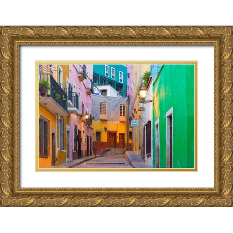 Colorful Street II Gold Ornate Wood Framed Art Print with Double Matting by Mahan, Kathy