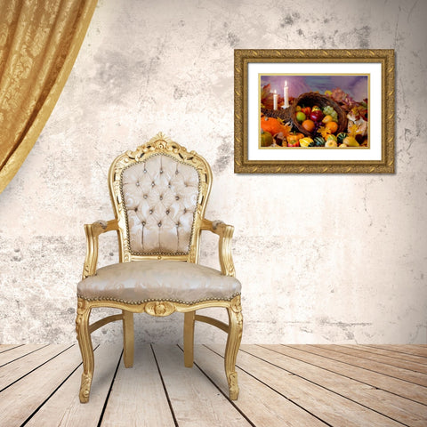 Cornucopia I Gold Ornate Wood Framed Art Print with Double Matting by Mahan, Kathy