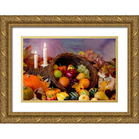Cornucopia I Gold Ornate Wood Framed Art Print with Double Matting by Mahan, Kathy