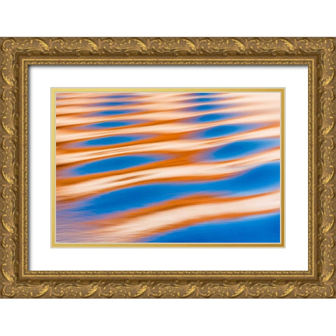 Electric Blue I Gold Ornate Wood Framed Art Print with Double Matting by Mahan, Kathy