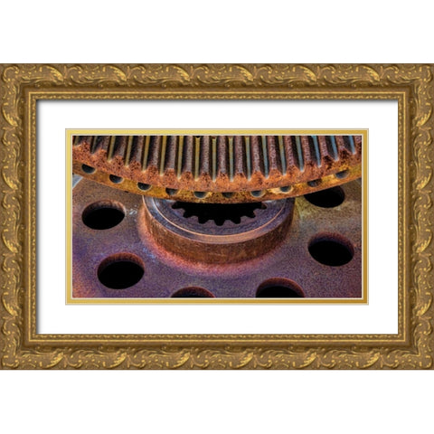 Rusty Gears I Gold Ornate Wood Framed Art Print with Double Matting by Mahan, Kathy
