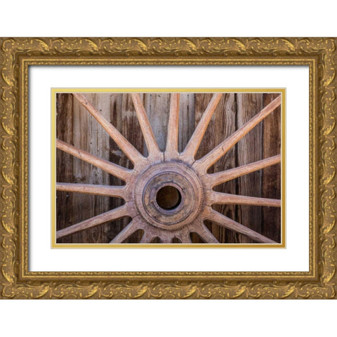 Wagon Wheel I Gold Ornate Wood Framed Art Print with Double Matting by Mahan, Kathy