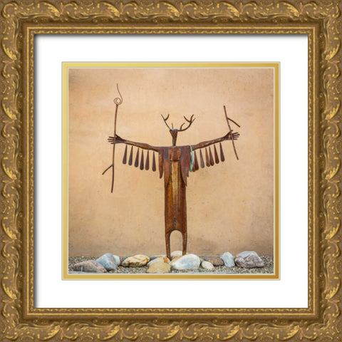 Garden Sculpture Gold Ornate Wood Framed Art Print with Double Matting by Mahan, Kathy
