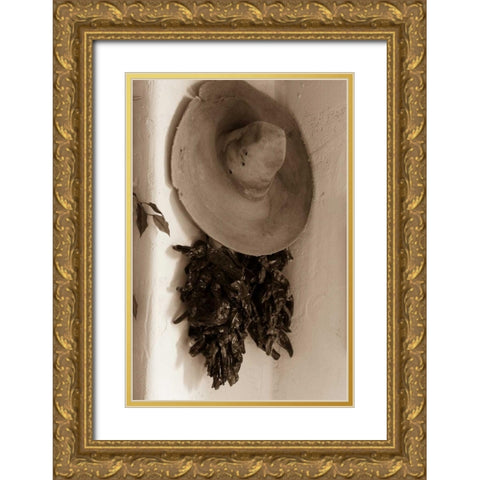 Old Hat and Ristras Gold Ornate Wood Framed Art Print with Double Matting by Mahan, Kathy