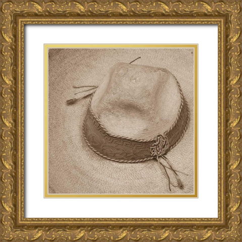 Cowboy Hat Gold Ornate Wood Framed Art Print with Double Matting by Mahan, Kathy