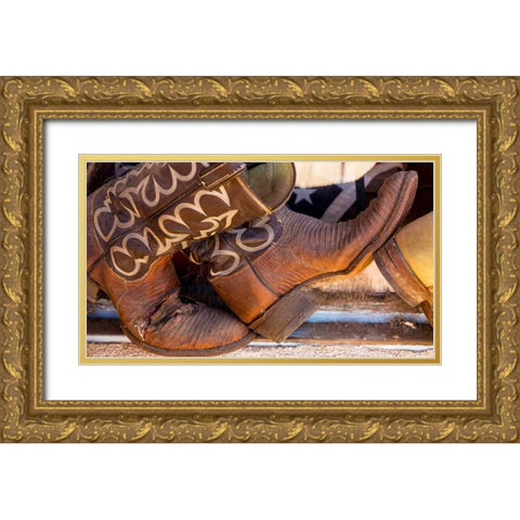 Cowboy Boots I Gold Ornate Wood Framed Art Print with Double Matting by Mahan, Kathy