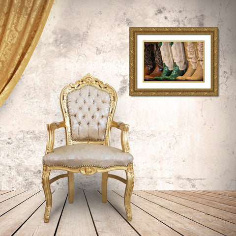 Cowboy Boots II Gold Ornate Wood Framed Art Print with Double Matting by Mahan, Kathy