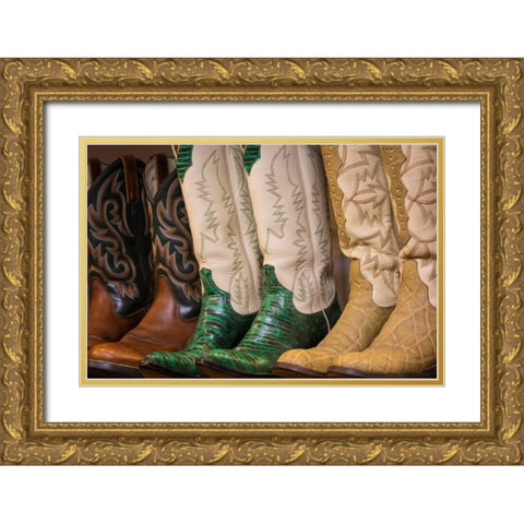 Cowboy Boots II Gold Ornate Wood Framed Art Print with Double Matting by Mahan, Kathy