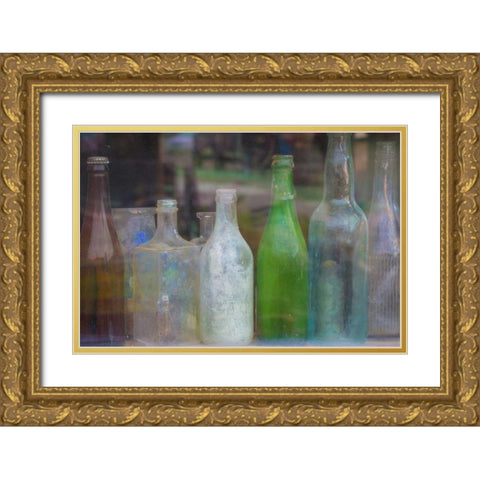 Old Bottles II Gold Ornate Wood Framed Art Print with Double Matting by Mahan, Kathy