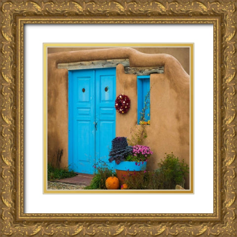 Blue Door I Gold Ornate Wood Framed Art Print with Double Matting by Mahan, Kathy