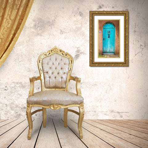 Blue Door III Gold Ornate Wood Framed Art Print with Double Matting by Mahan, Kathy