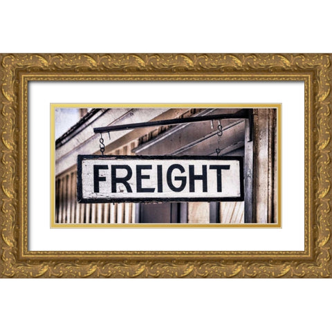 Freight Sign Gold Ornate Wood Framed Art Print with Double Matting by Mahan, Kathy