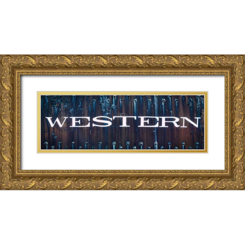 Western Gold Ornate Wood Framed Art Print with Double Matting by Mahan, Kathy