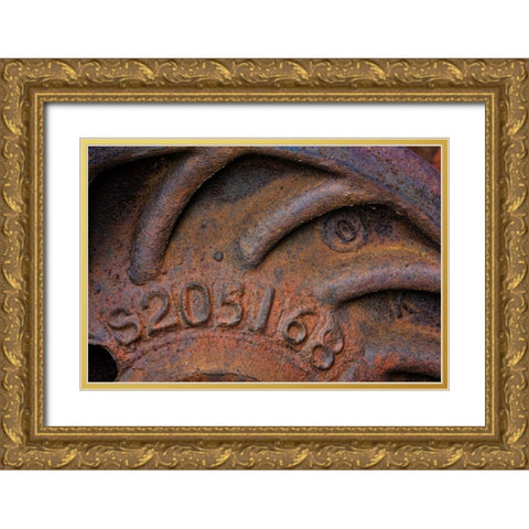 Train Wheel Gold Ornate Wood Framed Art Print with Double Matting by Mahan, Kathy