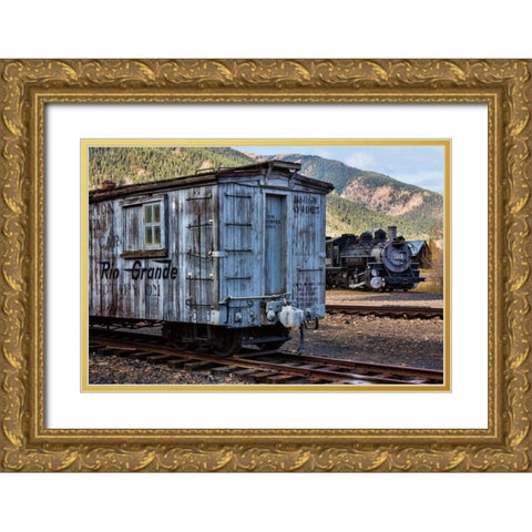 Vintage Caboose II Gold Ornate Wood Framed Art Print with Double Matting by Mahan, Kathy