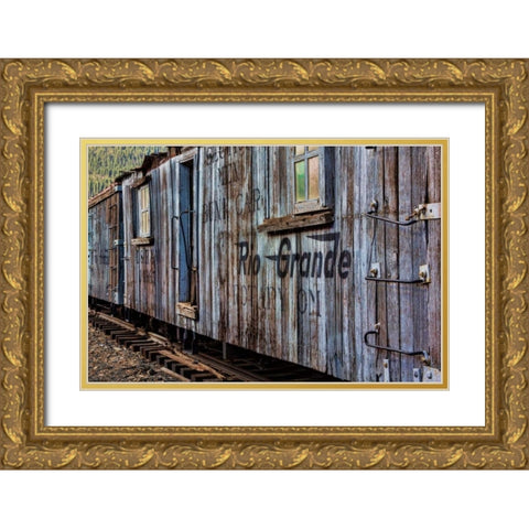 Vintage Caboose III Gold Ornate Wood Framed Art Print with Double Matting by Mahan, Kathy
