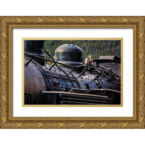 Historic Locomotive II Gold Ornate Wood Framed Art Print with Double Matting by Mahan, Kathy