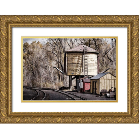 Vintage Train Yard I Gold Ornate Wood Framed Art Print with Double Matting by Mahan, Kathy
