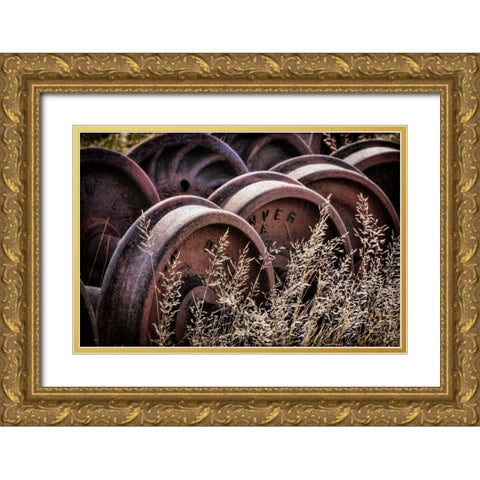 Vintage Train Yard II Gold Ornate Wood Framed Art Print with Double Matting by Mahan, Kathy