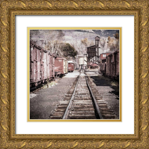 Vintage Train Yard III Gold Ornate Wood Framed Art Print with Double Matting by Mahan, Kathy