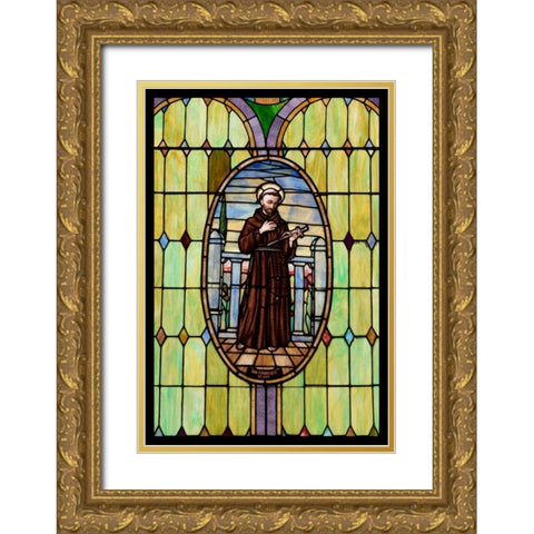Stained Glass VI Gold Ornate Wood Framed Art Print with Double Matting by Mahan, Kathy