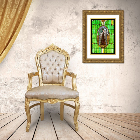 Stained Glass VII Gold Ornate Wood Framed Art Print with Double Matting by Mahan, Kathy