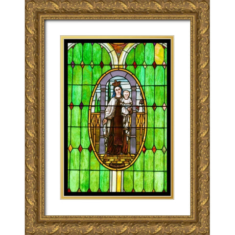 Stained Glass VII Gold Ornate Wood Framed Art Print with Double Matting by Mahan, Kathy
