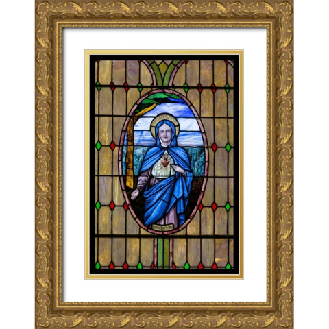 Stained Glass VIII Gold Ornate Wood Framed Art Print with Double Matting by Mahan, Kathy