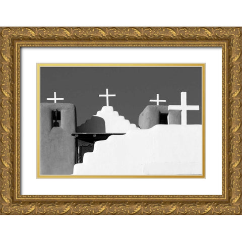 New Mexico Church II Gold Ornate Wood Framed Art Print with Double Matting by Mahan, Kathy