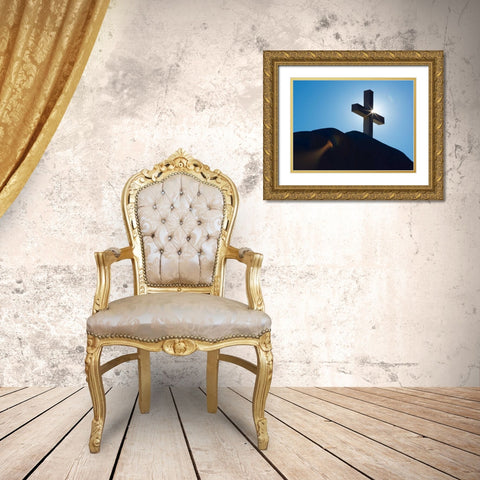 Church Cross I Gold Ornate Wood Framed Art Print with Double Matting by Mahan, Kathy