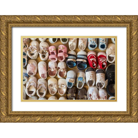 Baby Shoes IV Gold Ornate Wood Framed Art Print with Double Matting by Mahan, Kathy