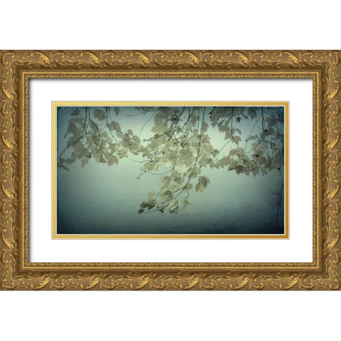 Maple Leaves Gold Ornate Wood Framed Art Print with Double Matting by Mahan, Kathy