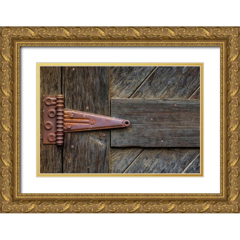 Door Hinge Gold Ornate Wood Framed Art Print with Double Matting by Mahan, Kathy