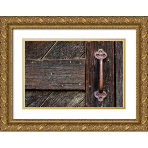 Door Handle Gold Ornate Wood Framed Art Print with Double Matting by Mahan, Kathy