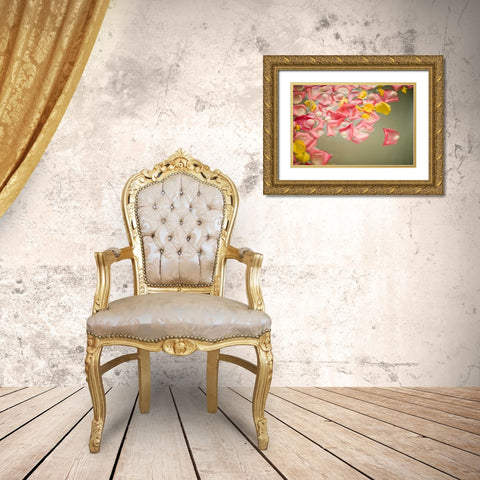 Rose Petals Gold Ornate Wood Framed Art Print with Double Matting by Millet, Karyn