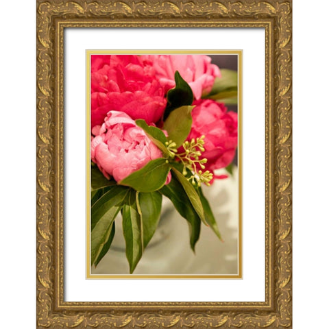 Peonies I Gold Ornate Wood Framed Art Print with Double Matting by Millet, Karyn