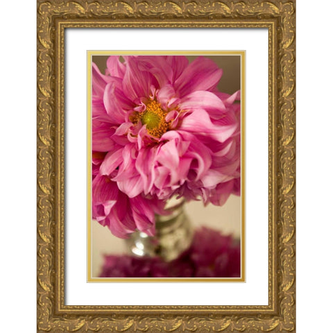 Pink Bouquet Gold Ornate Wood Framed Art Print with Double Matting by Millet, Karyn