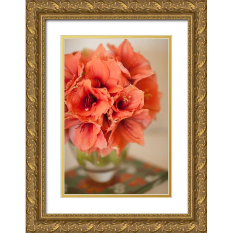 Peach Bouquet Gold Ornate Wood Framed Art Print with Double Matting by Millet, Karyn