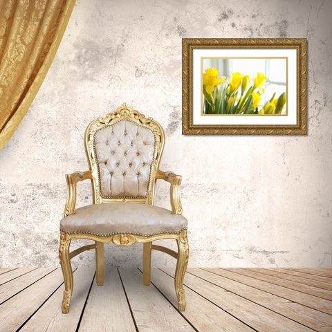 Leaning Daffodils Gold Ornate Wood Framed Art Print with Double Matting by Millet, Karyn