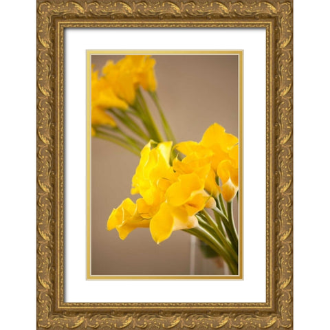 Yellow Calla Lilies Gold Ornate Wood Framed Art Print with Double Matting by Millet, Karyn