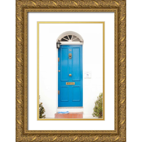 Blue Door Gold Ornate Wood Framed Art Print with Double Matting by Millet, Karyn