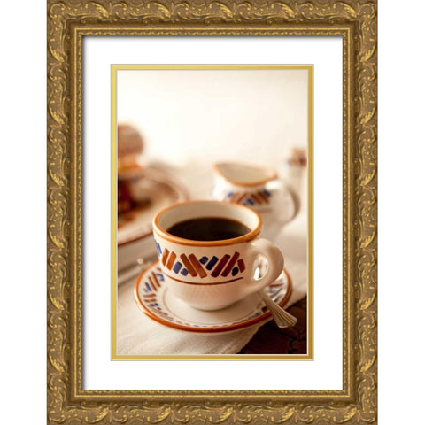 Morning Coffee Gold Ornate Wood Framed Art Print with Double Matting by Millet, Karyn