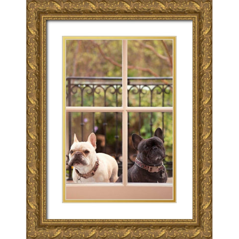 A Dogs Life II Gold Ornate Wood Framed Art Print with Double Matting by Millet, Karyn