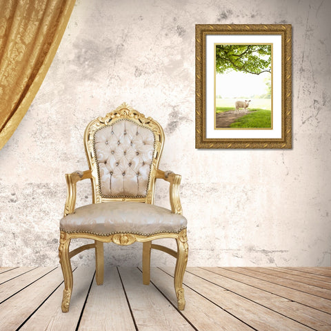 Pasture Sheep III Gold Ornate Wood Framed Art Print with Double Matting by Millet, Karyn