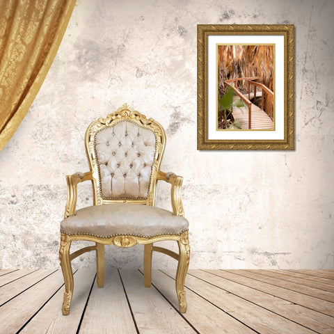 Palm Pathway II Gold Ornate Wood Framed Art Print with Double Matting by Millet, Karyn