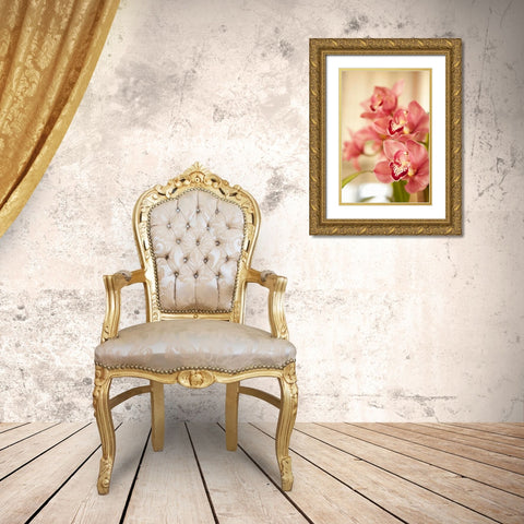Pink Orchid I Gold Ornate Wood Framed Art Print with Double Matting by Millet, Karyn