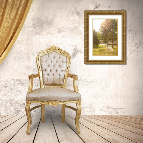 White Pony Gold Ornate Wood Framed Art Print with Double Matting by Millet, Karyn
