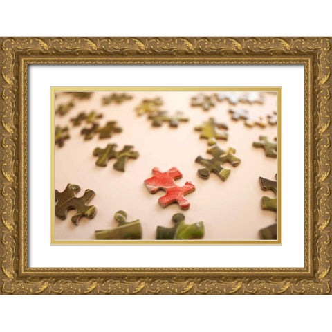 Puzzle IV Gold Ornate Wood Framed Art Print with Double Matting by Millet, Karyn