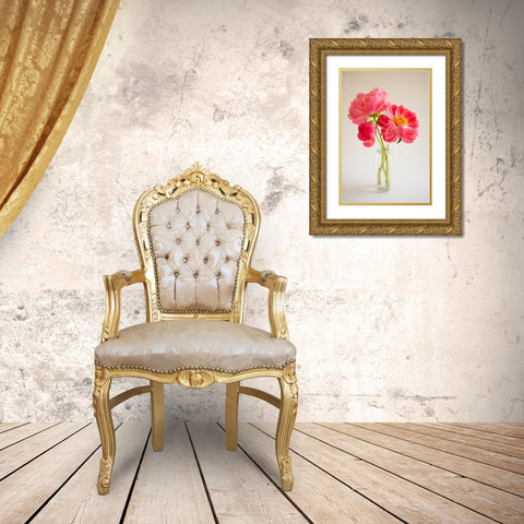 Pink Peonies in Vase II Gold Ornate Wood Framed Art Print with Double Matting by Millet, Karyn