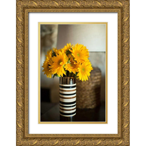 Sunflower Bouquet Gold Ornate Wood Framed Art Print with Double Matting by Millet, Karyn
